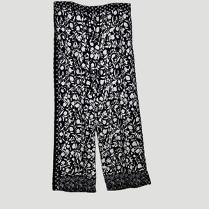 Adrianna Papell Navy Floral Wide Leg Pants L